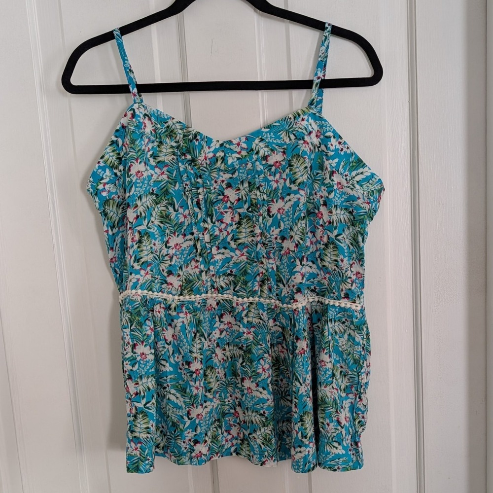 Matilda Jane Womens Tropical Top XL Festival Fairy‎ Flowy Beachy Floral Smocked